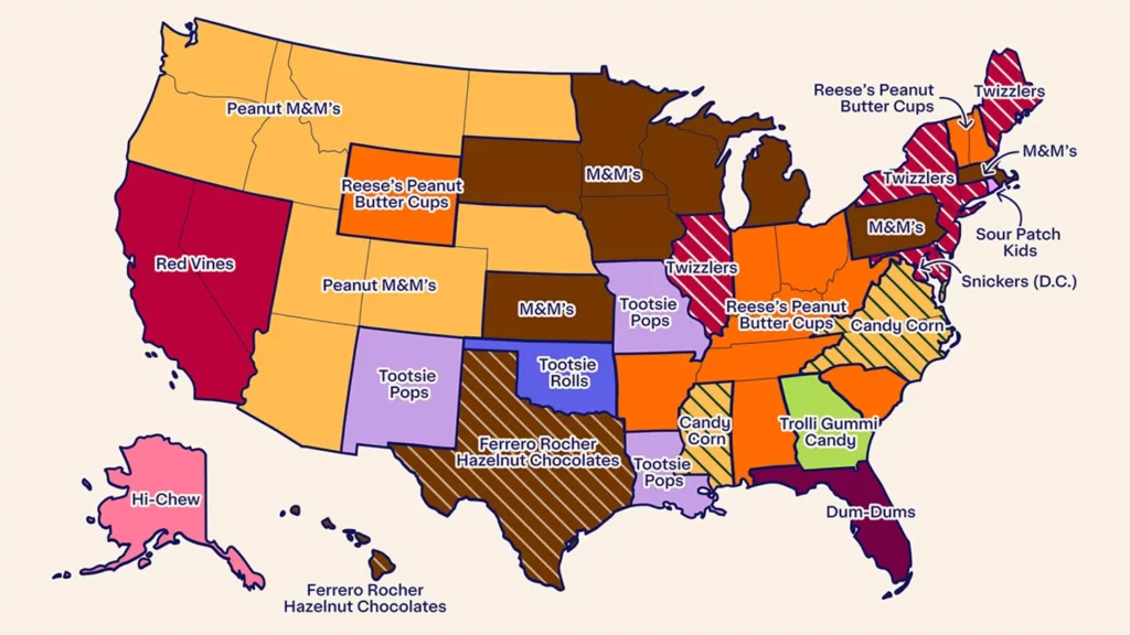 top candies state by state