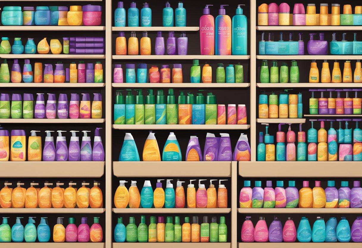 Vibrant bottles of specialty shampoo and conditioner line the shelves, labeled as the best for colored hair at Walmart