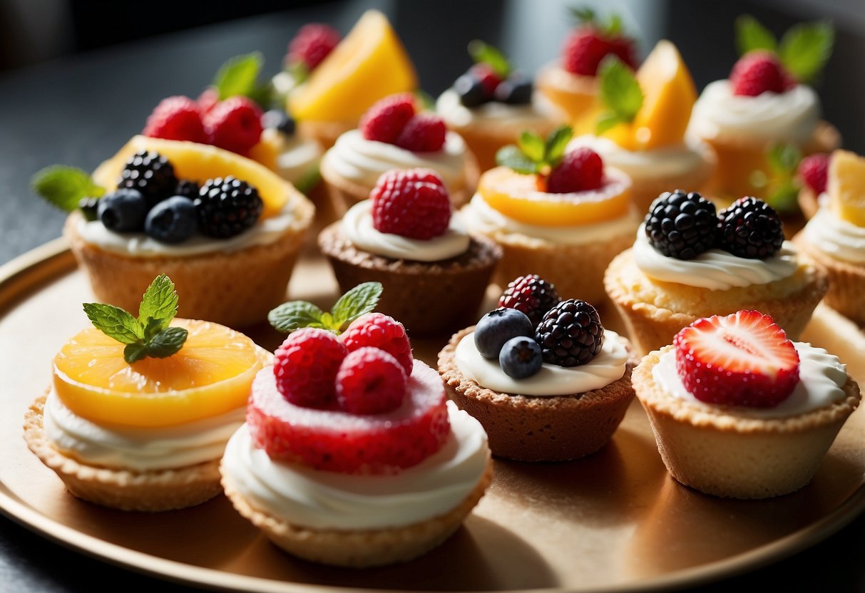 A colorful spread of summer desserts on a table, including fruity tarts, creamy gelato, and decadent cakes