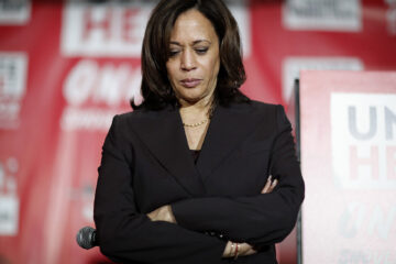 kamala harris looking down