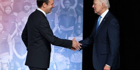 democrat senator chris murphy shaking hands with biden