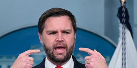 jd vance pointing to face